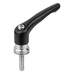 Clamping lever with clamp force intensifier and external thread, zinc, matt textured (06461)