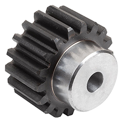 Spur gear straight, module 4 toothing hardened, form A with hub, steel (22401)