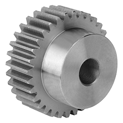 Spur gear straight, form A with hub, module 1.5 toothing milled, steel (22400)