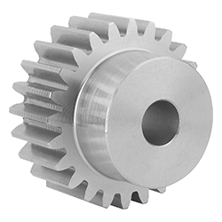 Spur gear straight, form A with hub, module 2 toothing milled, stainless steel (22400)