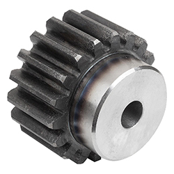 Spur gear straight, module 5 toothing hardened, form A with hub, steel (22401)