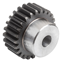 Spur gear straight, module 2 toothing hardened, form A with hub, steel (22401)