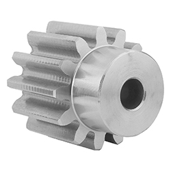 Spur gear straight, form A with hub, module 4 toothing milled, stainless steel (22400)