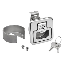 Snap lock with bowden cable connection and grip, fold-down, form A lockable, stainless steel (05596)