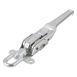 Latch with swing bail, adjustable, heavy-duty version, form A fastening holes visible, steel (05560)