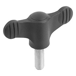 Wing grip, form L with external thread, thermoplastic, inch (06652)