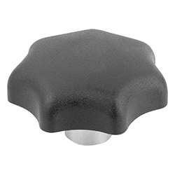 Star grip with protruding bush, form H with blind hole, thermoplastic, inch (06210)