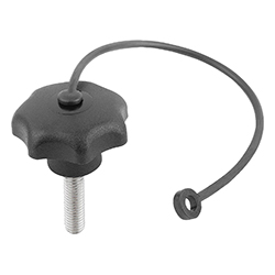 Star grip similar to DIN 6336 with safety cable, form LS, inch (06212)