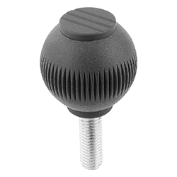 Spherical knob with external thread, thermoplastic, inch (06245)