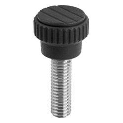 Knurled knob with external thread, metal detectable, polyamide (06094)