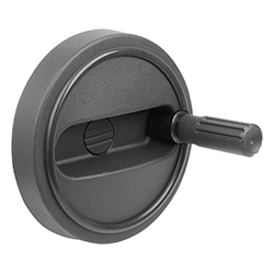 Handwheel, form E with reamed hole, thermoplastic black grey, inch (06263)