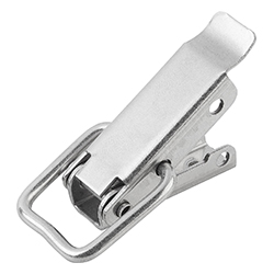 Latch DIN 3133 with draw bail, fastening holes covered, stainless steel (05530)