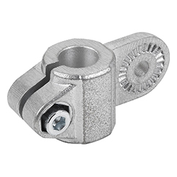 Tube clamp joint block with internal toothing for round tubes, aluminium (29028)