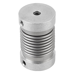 Metal bellows coupling clamping with grub screw, aluminium (23002)