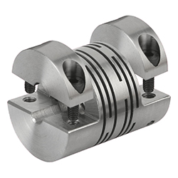 Beam coupling with detachable clamp hubs, stainless steel (23012)