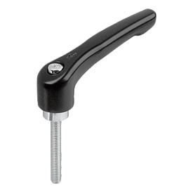 Clamping levers, zinc with external thread, steel parts trivalent blue passivated, satin finish (06460-05)