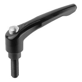 Clamping levers with protective cap and external thread, satin finish (06460)