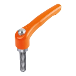 Clamping levers, die-cast zinc with external thread and protective cap, threaded pin stainless steel (06461)