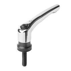 Clamping levers, zinc with external thread and clamping force intensifier, high-gloss chromed (06460-10)