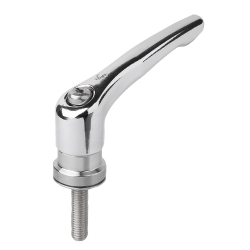 Clamping levers, zinc with external thread and clamping force intensifier, high-gloss chromed (06461-10)