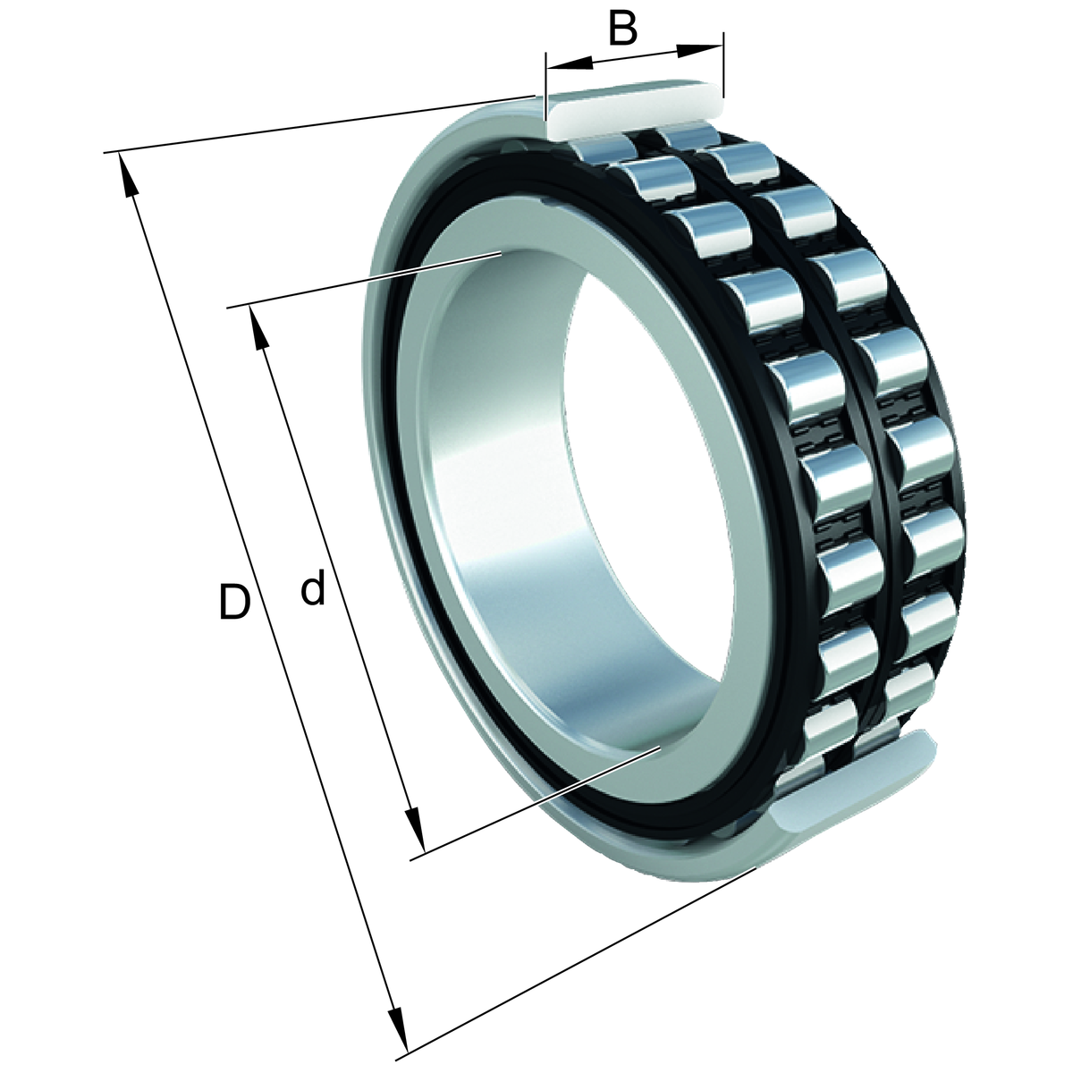 Cylindrical Roller Bearing NN..-D-TVP-SP-XL, with Cage, Two-Row, Non-Locating Bearing, Type NN