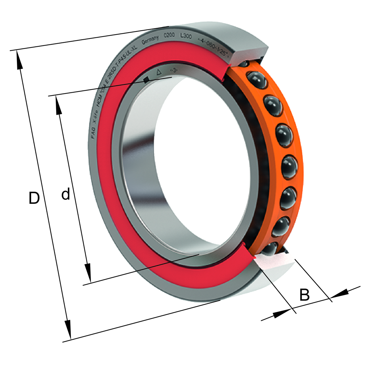 High-Speed Spindle Bearing HCM70..-C-2RSD-T-P4S-XL, Adjusted, in Pairs or Sets, Contact Angle 17°, Lip Seals on Both Sides, Restricted Tolerances