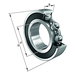 Deep Groove Ball Bearing S60..-2RSR-FD, Corrosion-Resistant Materials, for Food Industry, Single Row