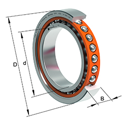 High-Speed Spindle Bearing HCM719..-E-T-P4S-XL, Adjusted, in Pairs or Sets, Contact Angle 25°, Restricted Tolerances