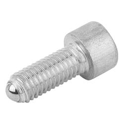Ball-end thrust screws with head stainless steel, Form A, with full ball (K0381)