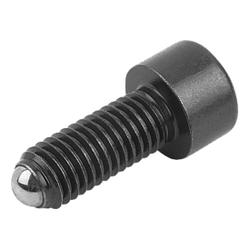 Ball-end thrust screws with head, Form A, with full ball (K0380)