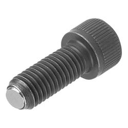 Ball-end thrust screws with head, Form BV, flattened ball with rotation lock (K0380)