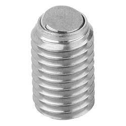 Ball-end thrust screws without head stainless steel with flattened ball and rotation lock (K0384)