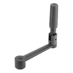 Crank handles aluminium with fold-away grip and reamed hole (K0997)