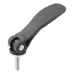 Cam levers adjustable with plastic handle external thread, steel or stainless steel (K0648)