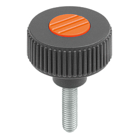 Knurled knobs, metal parts stainless steel, Form L, with external thread (K0261)