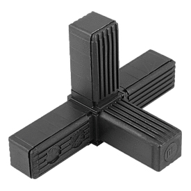 Square tube connectors four-way with tapped hole (K0624)