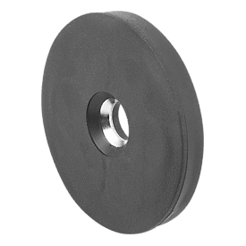 Magnets shallow pot with through hole NdFeB, with rubber protective jacket (K0565)
