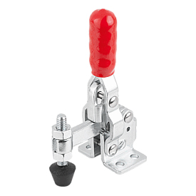 Toggle clamps mini vertical with flat foot and fixed clamping spindle (K1254)