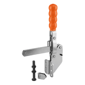 Toggle clamps vertical with angled foot and full holding arm (K0064)