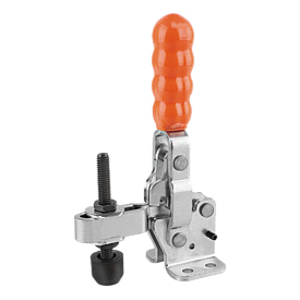 Toggle clamps vertical with flat foot and adjustable clamping spindle (K0058)