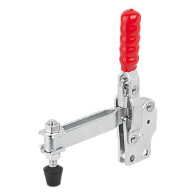 Toggle clamps vertical with straight foot and adjustable clamping spindle (K1248)