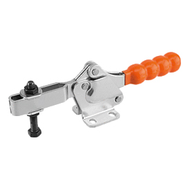 Toggle clamps horizontal with flat foot and adjustable clamping spindle (K0074)