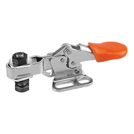 Toggle clamps mini horizontal with flat foot and adjustable clamping spindle (K0069)