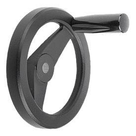 Handwheels 2-spoke, aluminium, flat rim, fixed grip, black, powder-coated (K0162)