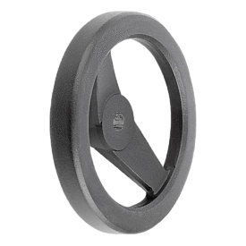 Handwheels 2-spoke, aluminium, flat rim, without grip, black, powder-coated (K0162) K0162.01100X12