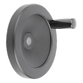 Handwheels disc, aluminium, with fixed cylinder grip, black, powder-coated (K0161) K0161.31250X24