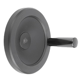 Handwheels disc, aluminium, with revolving cylinder grip, black, powder-coated (K0161)