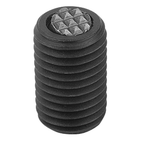 Self-aligning pads, adjustable with O-ring and hexagon socket, Form F, flattened steel ball with diamond grip (K0290)