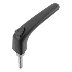 Clamping levers ergonomic external thread, steel parts stainless steel (K0982)