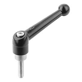 Clamping levers external thread, steel parts stainless steel (K0117)
